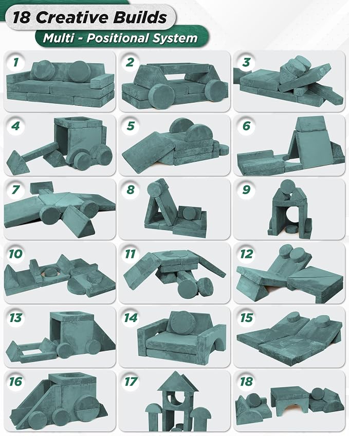 Lunix LX15 14pcs Modular Kids Play Couch, Design-Patent Child Sectional Sofa - Image 7