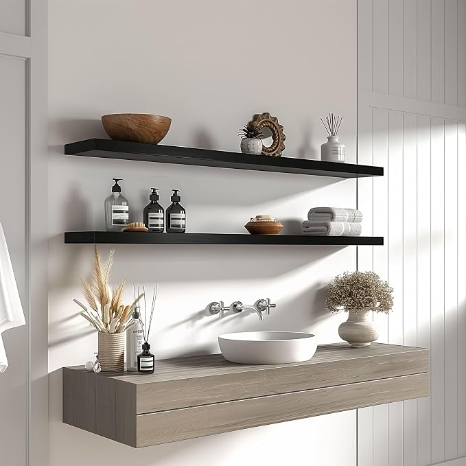 YYWUOJJ Wood Floating Shelves for Wall Decor, Rustic Wall Shelves for Bedroom - Image 3