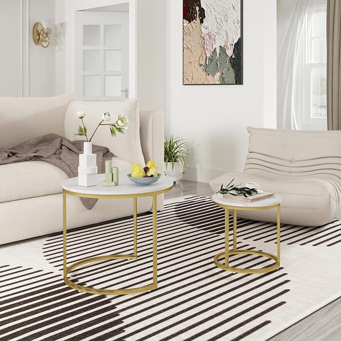 Otterease Nesting Tables Set of 2, Round Coffee Table, Small Nesting Coffee - Image 5
