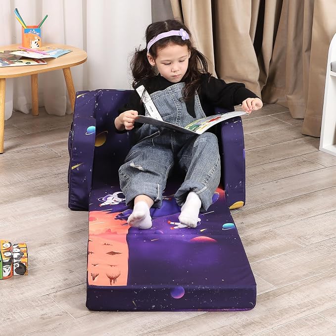 MOMCAYWEX Kids Sofa, 2-in-1 Flip-Out Foam Couch, Foldable Soft Play Lounge Chair - Image 5