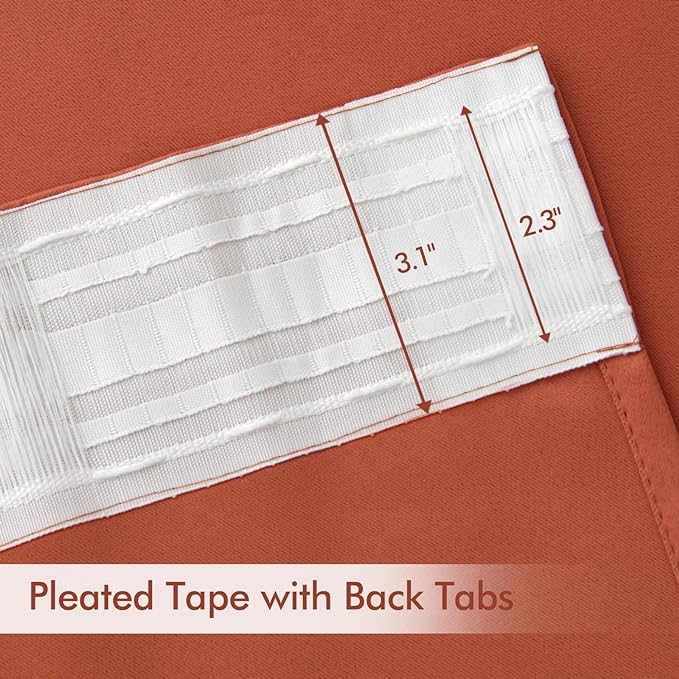 MIULEE Back Tab Burnt Orange Blackout Curtains 108 Inch Long 2 Panels Set - Image 4