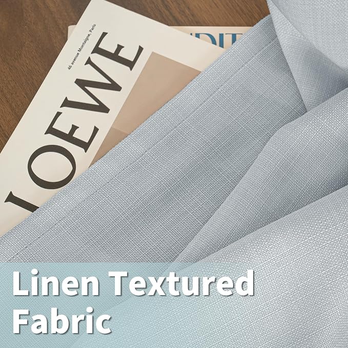 LAMIT Faux Linen Curtains for Bedroom, Light Filtering Panels, Grommet Privacy - Image 2