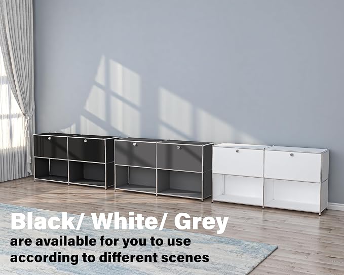Metal Sideboard with 2 Flap Doors, DIY Modern Home Furnishing, Foyer - Image 8