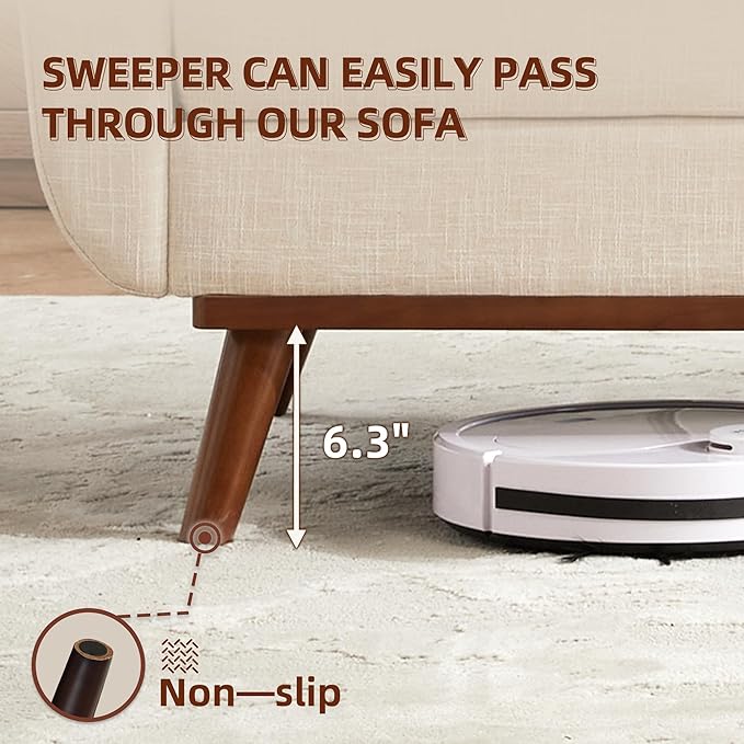 Kingfun 65.2" W Loveseat Sofa, Mid Century Modern Decor Love Seat Couches - Image 4