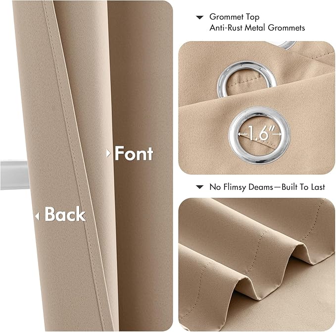 MIULEE Beige Blackout Curtains - Image 4