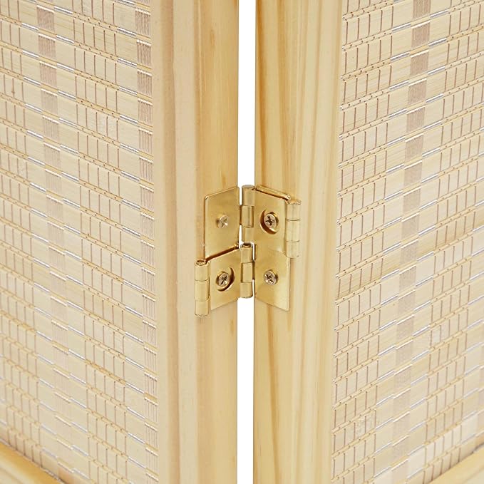Roundhill Furniture Inkwell 4-Panel Bamboo Room Divider, Folding Portable - Image 7