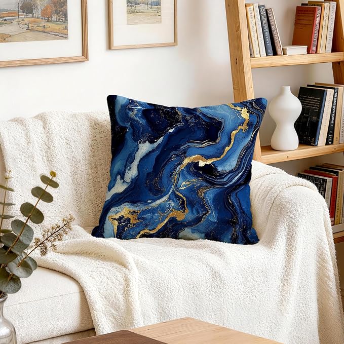 OBSEDE Blue Marble with Faith Quotes Decorative Throw Pillow Covers 18 × 18 in - Image 8