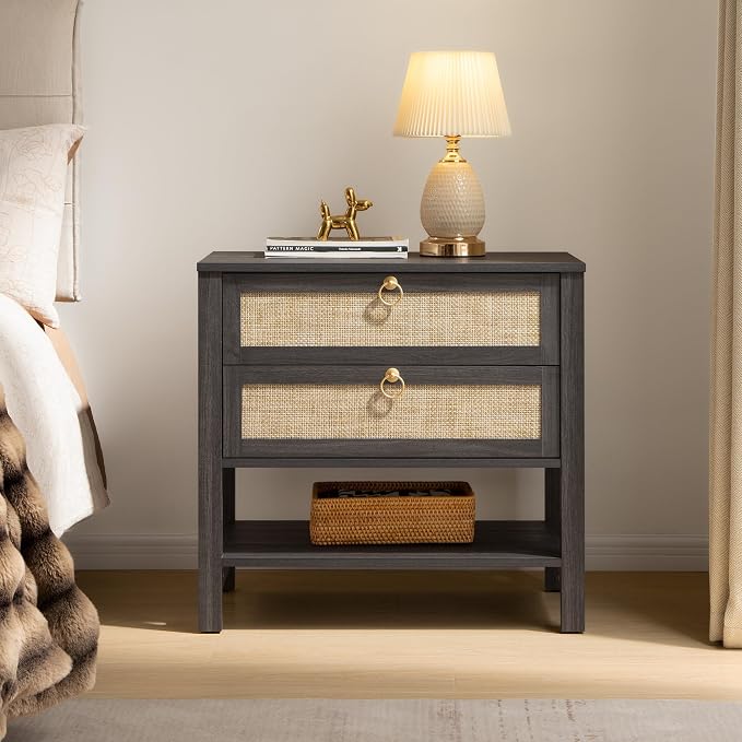 SICOTAS Night Stand with Drawers and Storage Shelf by SICOTAS