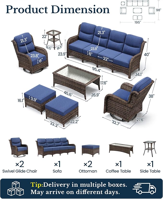 HILLGA 7-Piece Luxury Patio Furniture Set - Image 2