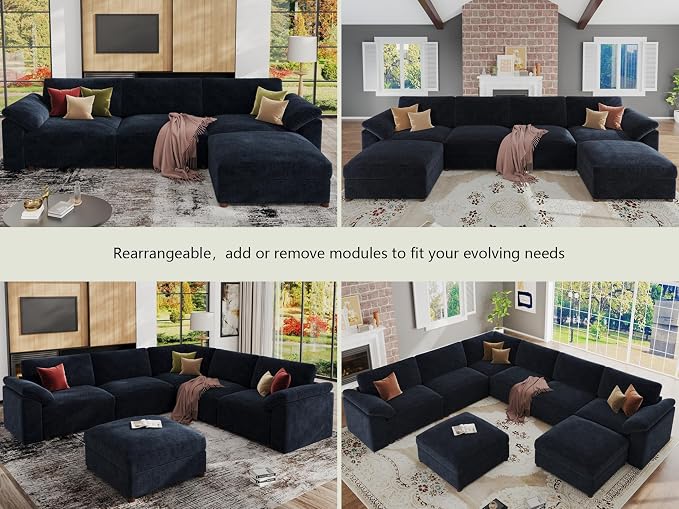 EASE MOOSE Modern 3 Seat Sectional Modular Sofa, FSC Certified Chenille Comfty - Image 6