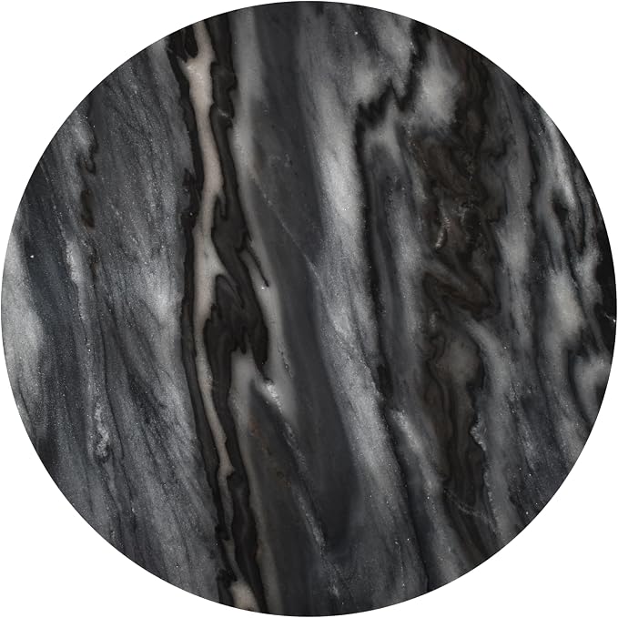 JONATHAN Y Javier Solid Black/Gray Marble End Table, 17.75" Round Modern Accent - Image 8