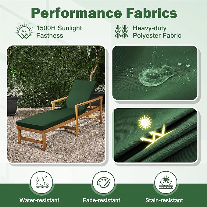 2 Pcs Chaise Lounge Cushions Outdoor Set of 2, Outdoor Chaise Cushion - Image 5