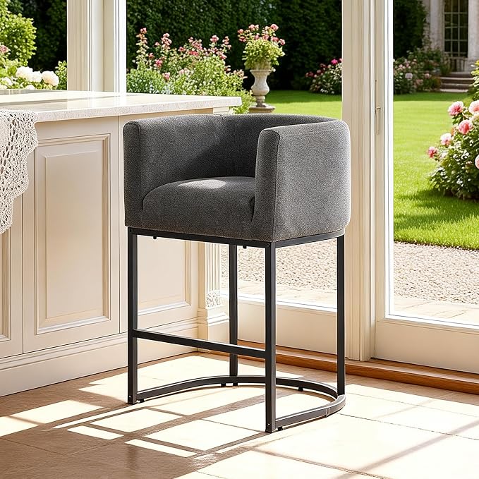 ClinQ 26" H Counter Height Bar Stools Set of 1, Modern Barrel Counter Stools by ExperienceExquisiteLife