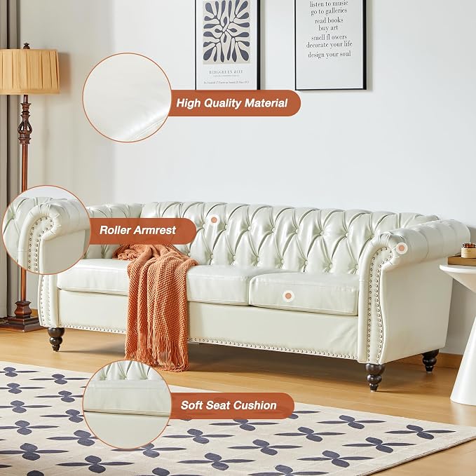 QHITTY 2 Piece Living Room Set, Sectional Chesterfield Sofa Chair Contemporary - Image 3