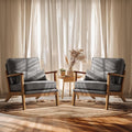 VINGLI Solid Wood Wide Armrests Accent Chair Set of 2, Upholstered Mid Century by VINGLI