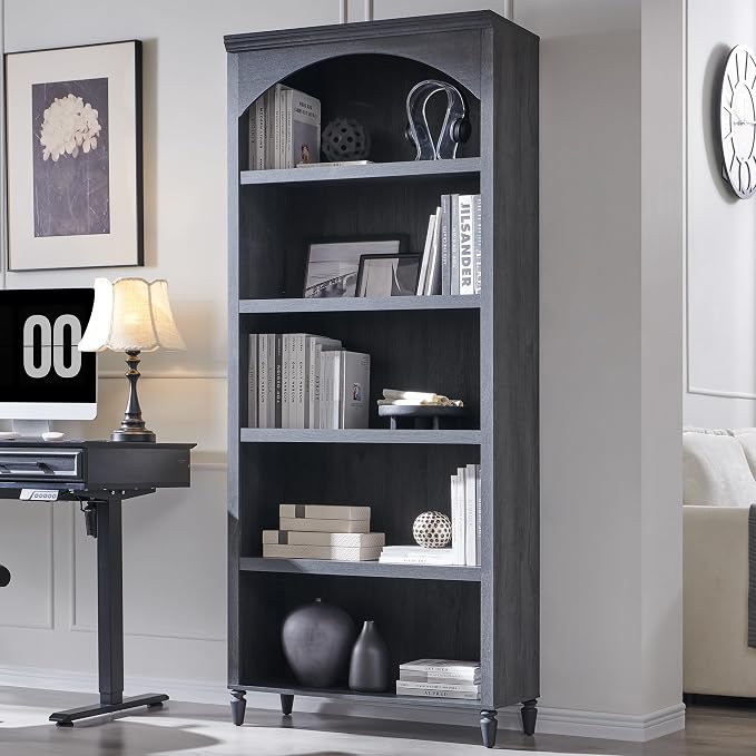 IFGET 76" Tall Arched Bookcase, Farmhouse 5 Tiers Large Arched Bookshelf Cabinet by IFGETEnrichYourLivingSpace
