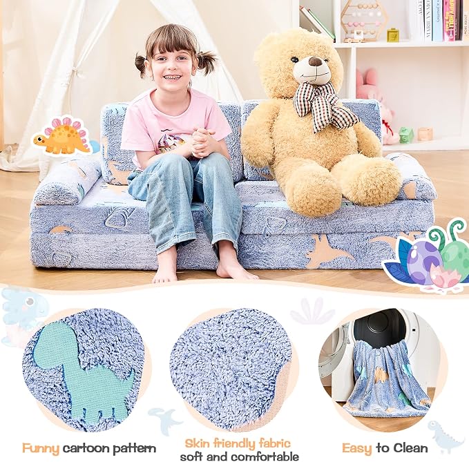 IFNOW Modular Kids Play Couch, Convertible & Washable Toddler Foam Couch Kids - Image 4