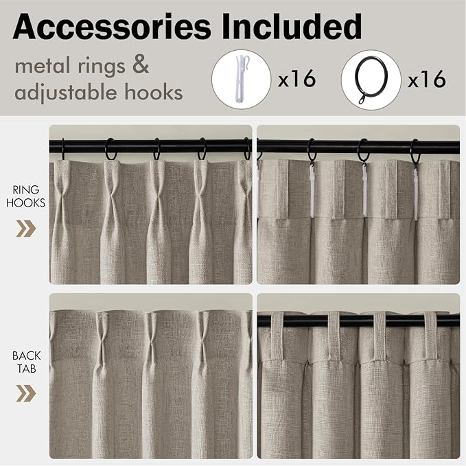MIULEE Pinch Pleated Thick Linen Curtains 90 Inches Long 2 Panels - Image 8