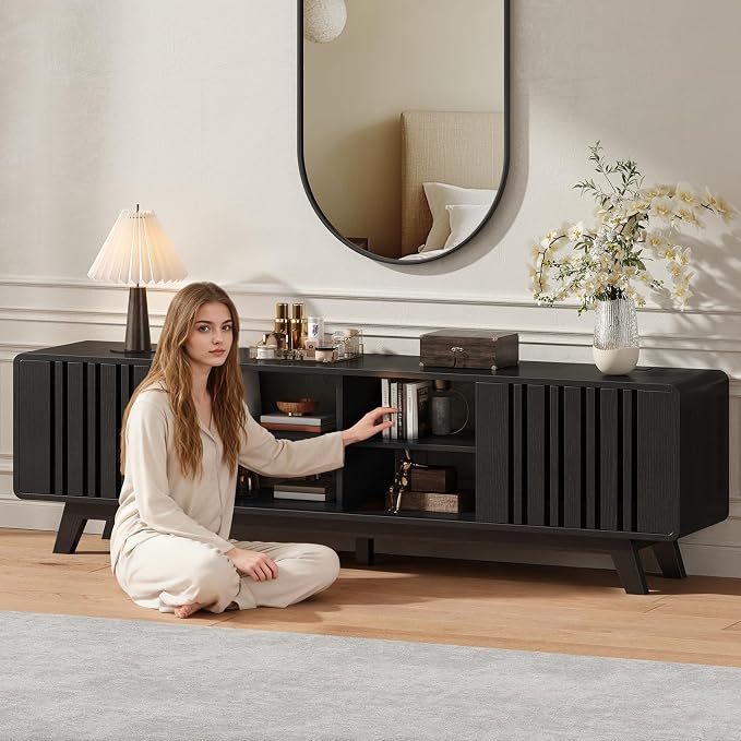 ONBRILL 70-Inch TV Stand for TVs up to 80 Inch, Mid-Century Modern Television - Image 7