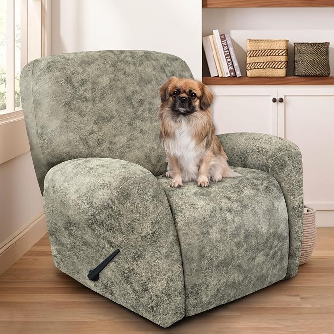 ANARACHON Recliner Chair Covers Leather Look, 4 Pieces Recliner Covers Non Slip - Image 2