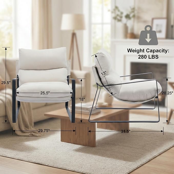 LukeAlon Modern Accent Armchairs Set of 2, Upholstered Soft Living Room Chairs - Image 9
