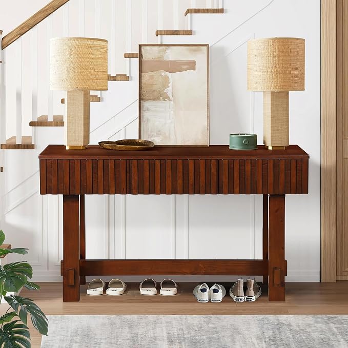 52" Wood Console Table for Entryway, Modern Sofa Table by HanStrong