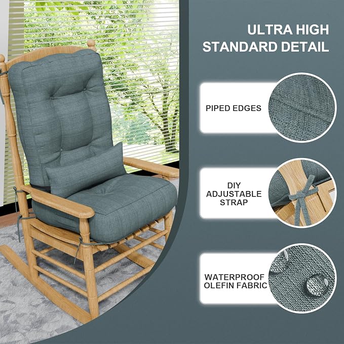 Rocking Chair Cushions with Pillow, Waterproof and Fade-Resistant Thicken - Image 6