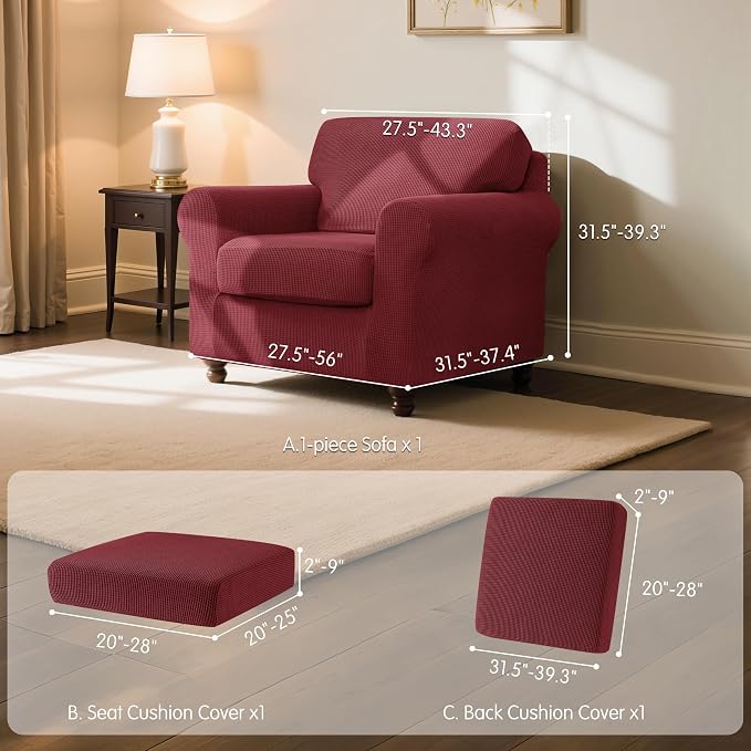 SUBRTEX 3 Pieces Stretch Sofa Slipcover Sets Couch Cover Sets Backrest Cushion - Image 3