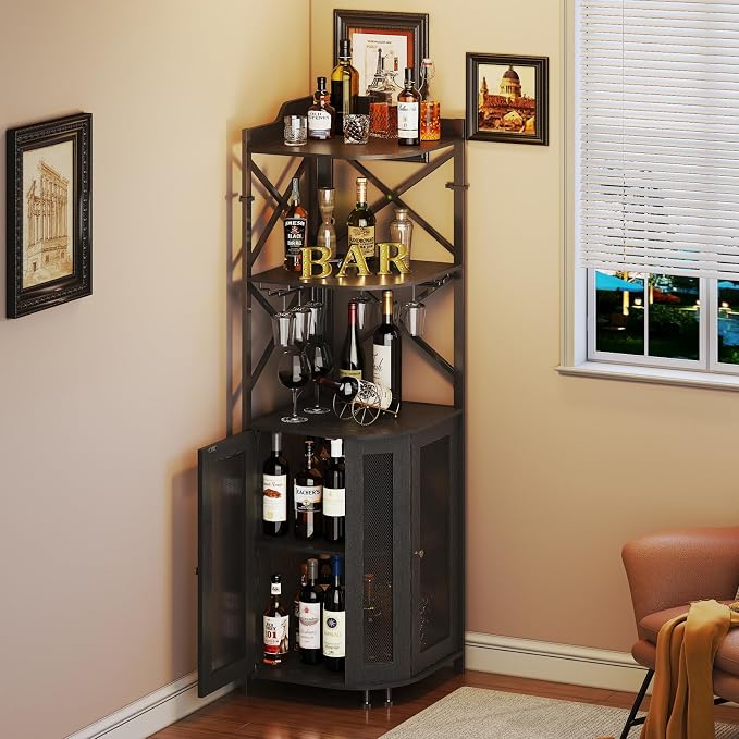 JKsmart Corner Bar Cabinet - Image 5