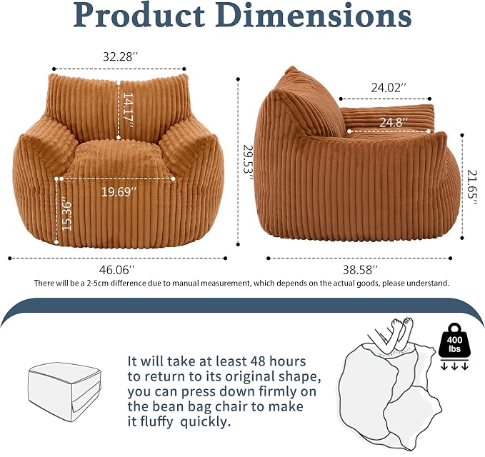 Giant Plush Bean Bag Chair for Adults - Image 2