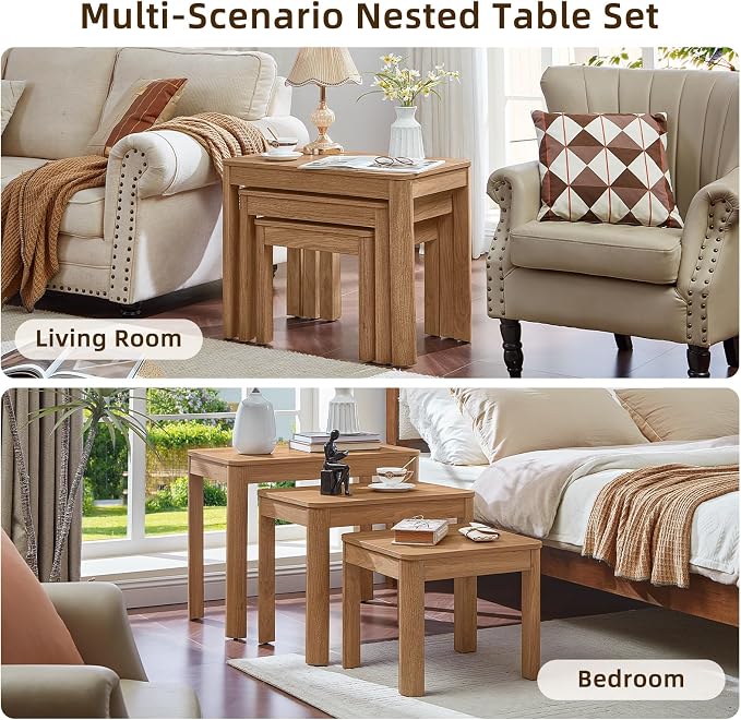Joaxswe Farmhouse Nesting Tables Set of 3, Living Room Table Set - Image 5
