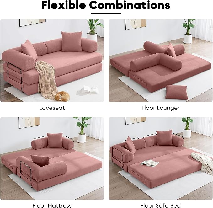 ZEIINPA 78.5 Inch Convertible Sleeper Sofa Bed, 5 in-1 Boneless Floor Couch Bed - Image 7