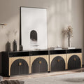 BELLEZE Set of 2 65 Inch Fluted TV Stand, Mid Century Modern Entertainment by BELLEZE