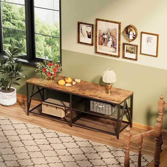 55 inch TV Stand with 3-Tier Open Shelf, Entertainment Center with Power - Image 4