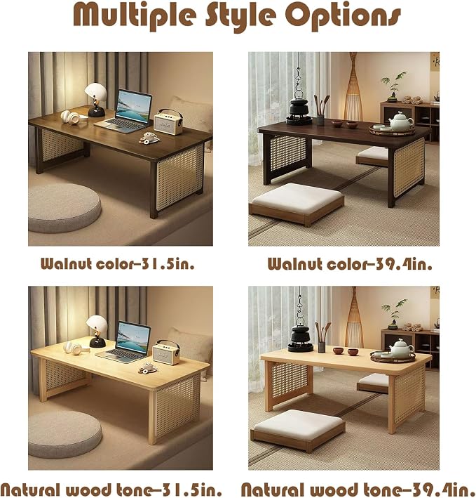 Japanese Floor Table Bamboo Folding Coffee Table Portable Solid Wood Japanese - Image 7