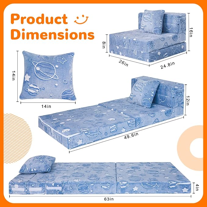 MeMoreCool Glow Space-Themed Tri-fold Sofa Bed - Image 5