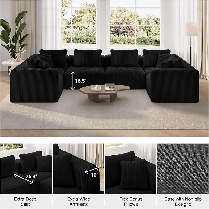 Novilla 106" Modular Sectional Sofa, Modern Cloud Sectional Couch - Image 7