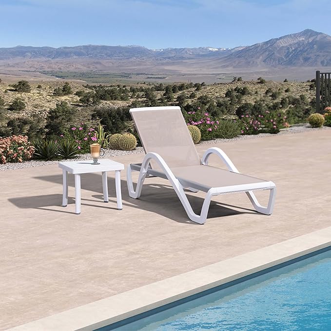 PURPLE LEAF Patio Chaise Lounge Chair Set Outside Aluminum Plastic Stackable - Image 9
