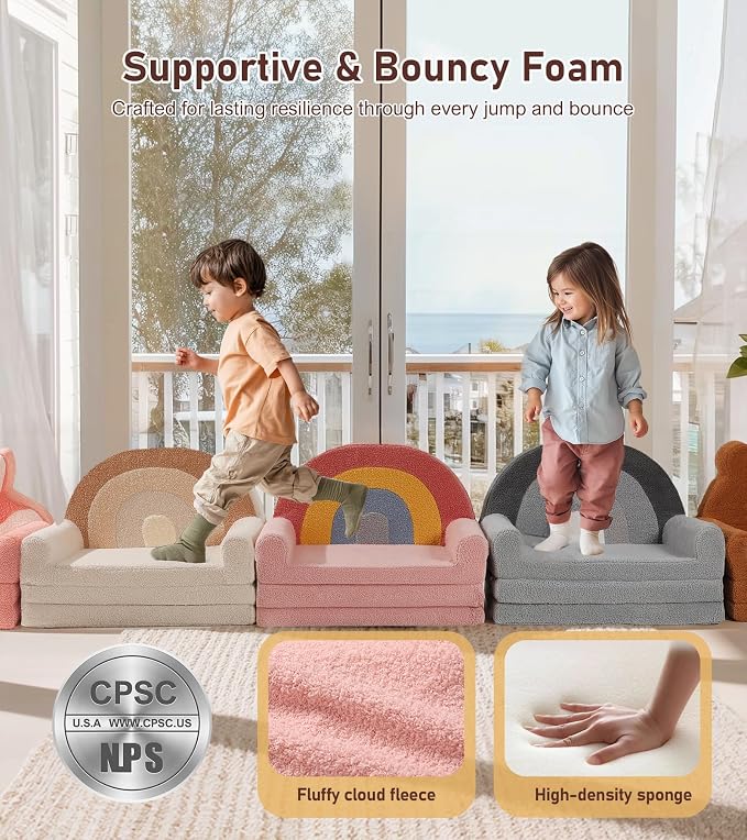little dove Extra Wide Soft Toddler Couch Fold Out, Comfy Toddler Chair - Image 6