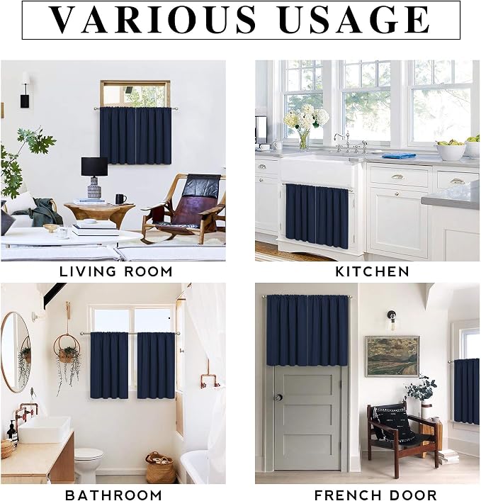 RYB HOME Basement Bathroom Kitchen Cafe Blackout Privacy Curtains, Short - Image 7