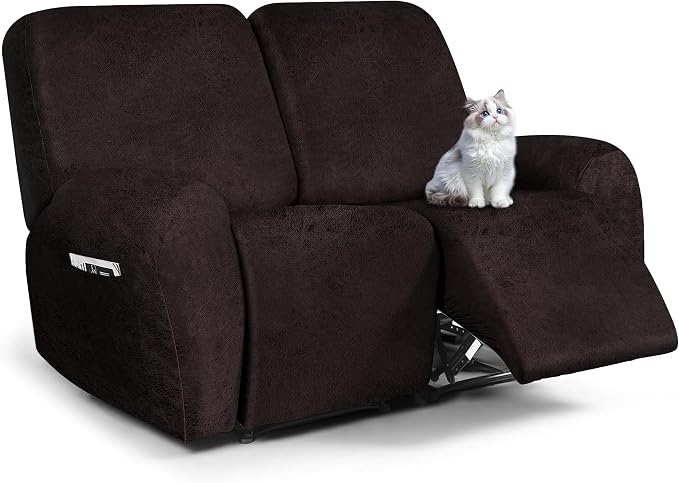 ANARACHON Leather Look Loveseat Recliner Cover, 6-Pieces Stretch Dual Recliner by ANARACHON