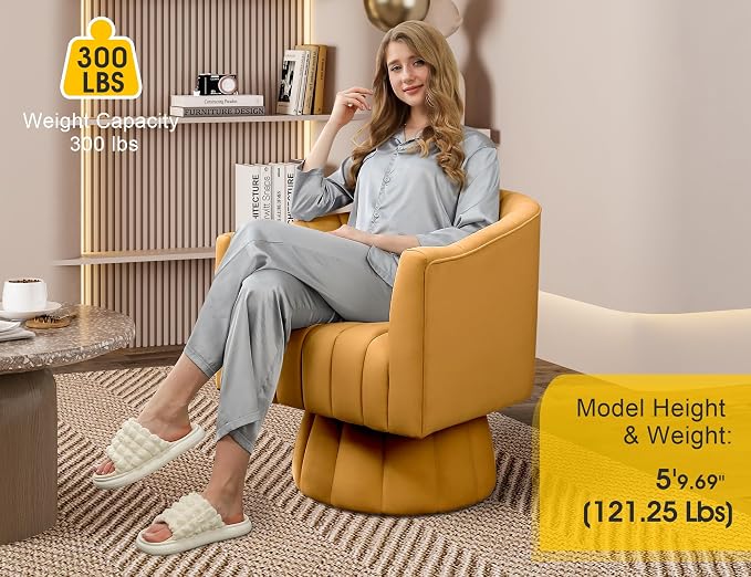 Dewhut Swivel Accent Chair, 360° Swivel Barrel Chair - Image 3
