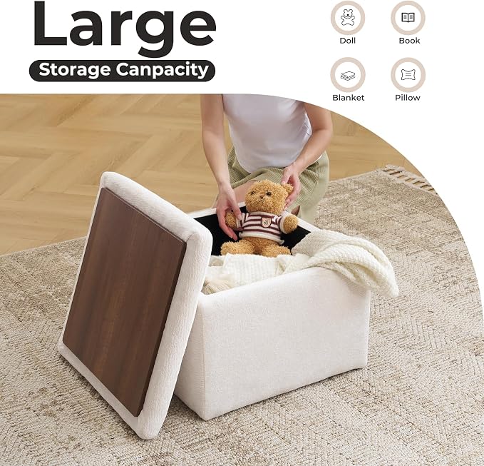 Cube Storage Ottoman, Chenille Ottoman Foot Stools, Ottoman Footstool - Image 4