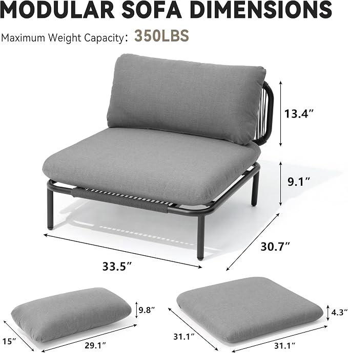 Crestlive Products Outdoor Patio Furniture Set, 6 Seater Modular Oversized - Image 4