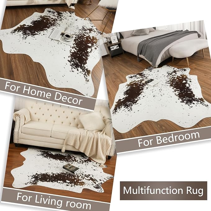 AROGAN Western Decor Faux Fur Cowhide Rug, 5.2 x 6.2 Feet Premium Animal Skin - Image 6