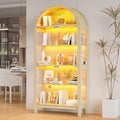 HNEBC Arched Display Case with RGB Lights, LED Curio Cabinet with Shelf by HNEBC