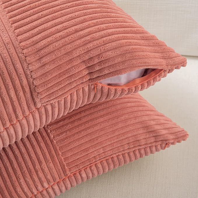 Fancy Homi 2 Packs Coral Decorative Throw Pillow Covers 16x16 Inch - Image 4