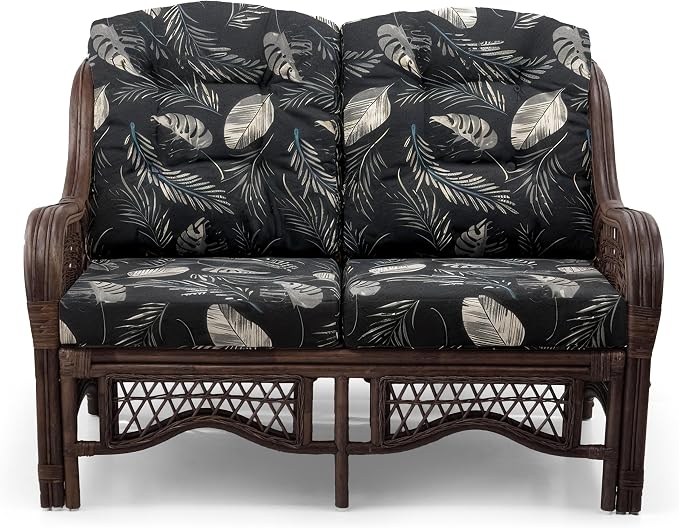 Malibu Lounge Loveseat Sofa Natural Rattan Wicker Handmade Design, Dark Brown - Image 3