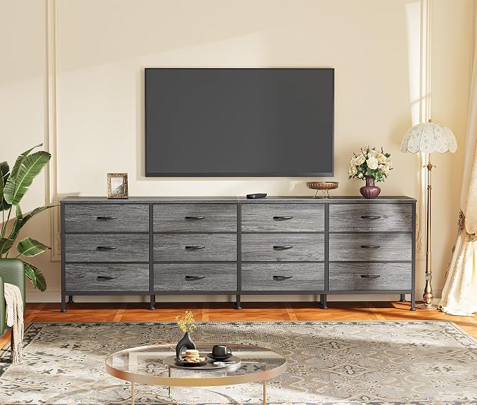 Huuger 70 Inch Dresser for Bedroom, TV Stand for 65, 80 Inch TV, 12 Fabric - Image 6