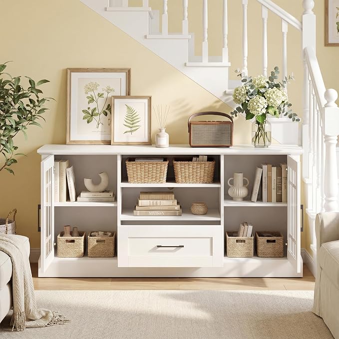 Giantex Farmhouse TV Stand for 65/70 Inch TV, Tall Entertainment Center - Image 4